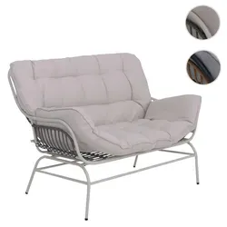 HWC-P75 2er-Sofa aus Poly-Rattan, hellgrau in beige von Mendler