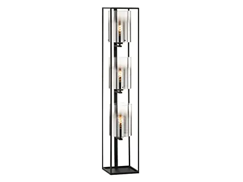meineWunschleuchte Stehlampe 3flammig Schwarz mit Rauchglas & LED - 130cm Höhe - Elegante Stehlampe in Schwarz mit 3 dimmbaren E27 LED-Leuchtmitteln, ideal für stimmungsvolles Licht. Perfekt für Wohnräume, bietet sie modernes Design und Funktionalität.