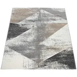 Paco Home Kurzflorteppich 80x150 cm, Grau - Strapazierfähiger Kurzflorteppich mit abstraktem geometrischen Muster, ideal für jeden Raum und Fußbodenheizung geeignet. Verleiht Ihrem Zuhause einen extravaganten Charme in Pastellfarben.