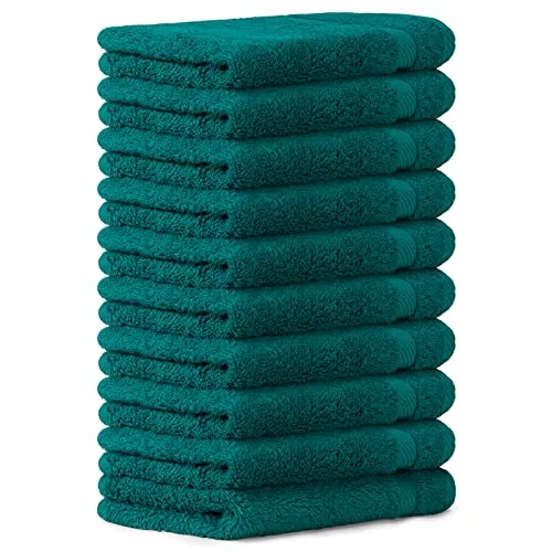 Luckytowel 10er Set Gästehandtücher 30x50 cm in petrol von Luckytowel