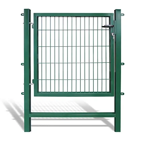 Gartentor Easy 1x1 m - Grün, kein Ausrichten der Pfosten nötig - Gartentor für Doppelstabmattenzaun, 4-Kant-Rahmen, inklusive Montagematerial und Schloss, ideal für einfache Installation ohne Ausrichten der Pfosten.