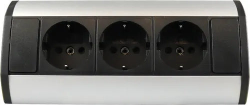 Ecksteckdose 3-fach mit 1m Kabel und EU-Stecker - Braun - Steckdosen & Zubehör: Elegante 3-fach Ecksteckdose für optimale Raumnutzung, einfach zu montieren und ideal für Möbeloberflächen.