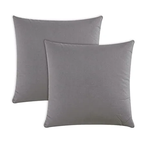 Müskaan Kissenbezug 40 x 40 cm – 2er Set Kissenbezüge – Kopfkissenbezug 40x40 aus Mikrofaser – bügelfrei, knitterfrei, mit Reißverschluss – weich & glatt – Grau
