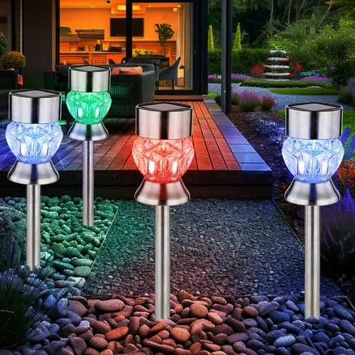 Solarleuchte RGB Farbwechsel für Garten – LED Erdspieß