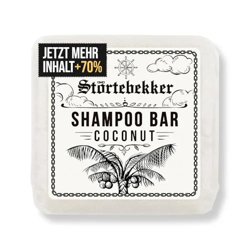 Störtebekker® Premium Shampoo Bar Kokos - Festes Shampoo Herren & Damen - 3in1 Duschseife Männer für Haare, Kopfhaut & Bart - Feuchtigkeitsshampoo - vegan, handgefertigt - 100g