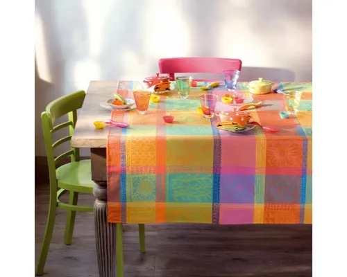 GARNIER-THIEBAUT Tischläufer MILLE WAX CREOLE 55 x 180 cm - Tischläufer aus 100% Baumwolle in mehrfarbigem Design, ideal für stilvolle Tischdekoration und besondere Anlässe.