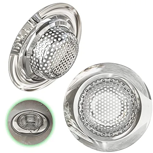 Kitchen Helpis® Edelstahl Abflussieb ∅ 7 cm, rostfreies Haarsieb, 2er-Set, Abfluss Sieb feinmaschig, Haarsieb Dusche, Sieb für Spülbecken, Abflussieb Küche, Abflusssieb Badewanne, Abflussieb Dusche