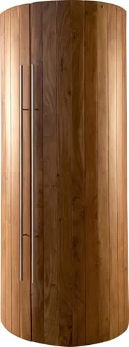 DELIFE Barschrank Tulsa 80x190 cm Akazie Natur mit LED-Beleuchtung