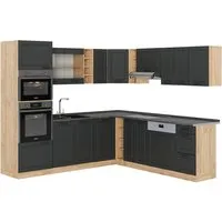 Vicco Winkelküche R-Line, Anthrazit Landhaus / Goldkraft Eiche, 237 x 247 cm - Küchenzeilen - L-Form Küche mit höhenverstellbaren Füßen, flexibel anpassbar für Ihre Traumküche und in verschiedenen Farben erhältlich.