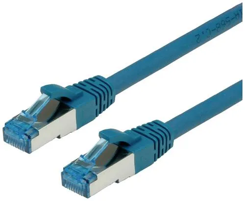 Value 21.99.1950 RJ45 Netzwerkkabel, Patchkabel CAT 6a S/FTP 0.50m Blau 1St.