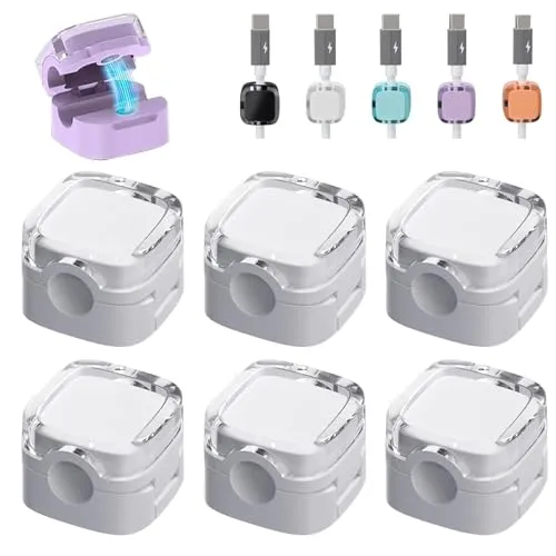 Kabelhalter Kabelclips, 6 Stück Kabelhalter Schreibtisch Magnetische Schreibtisch Kabelorganizer Ladekabel Halterung Kabel Organizer für Nachttisch, Küchengeräte Ladekabeln USB (Schwarz) (Weiß)