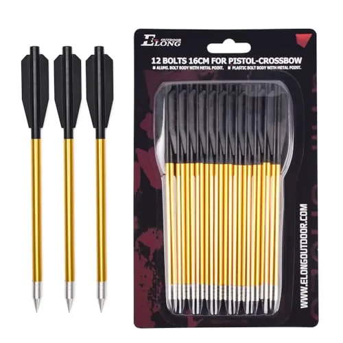 ELONG OUTDOOR Aluminium Armbrust Bolzen mit Stahl Jagdspitzen (Packung mit 12) - Armbrustpfeile für präzises Zielschießen, leicht und robust, ideal für Mini-Armbrüste mit 50-80 lbs Zugkraft.