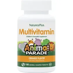 Natures Plus Animal Parade Multivitamin Orange - 180 Lutschtbl. - Nahrungsergänzungsmittel für Kinder mit leckerem Orangengeschmack, speziell entwickelt für die tägliche Vitamine- und Mineralstoffversorgung in fröhlichen Tierformen.