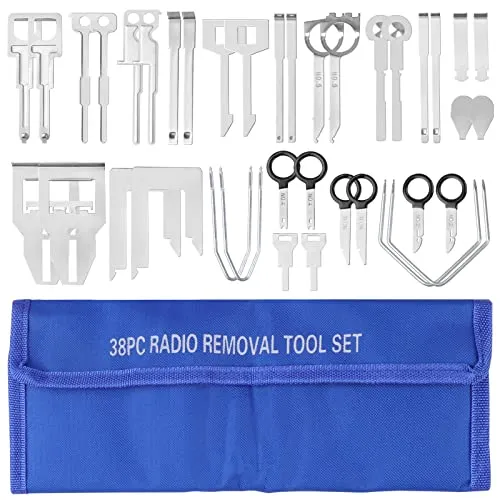 Xastro 38TLG Universal Autoradio Ausbauwerkzeug für Radio Navi Radio Ausbau Werkzeug I Entriegelung I Demontage Radiobügel, Autoradio Entriegelungswerkzeug Ausbauwerkzeug