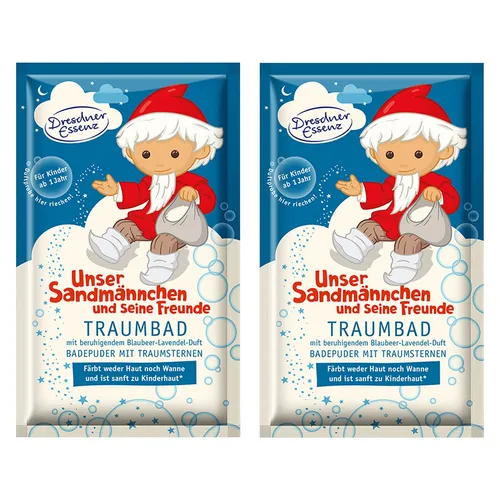 2er Pack Dresdner Essenz Pflegebad Sandmännchen Lavendel-Blaubeer-Duft 2 x 60 g