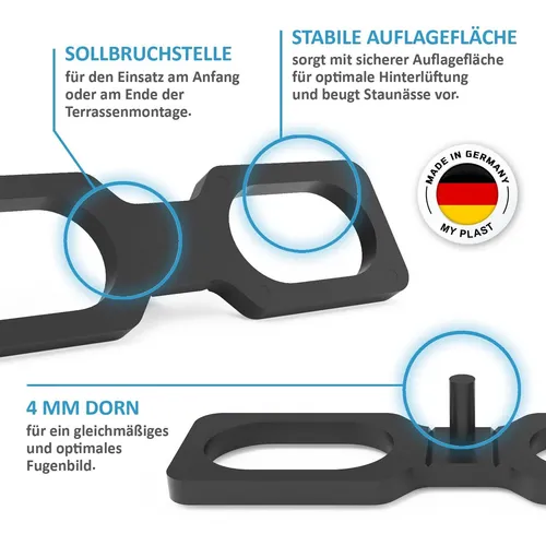 Abstandhalter, Abstandshalter, Distanzhalter für Terrassendielen 4mm, 100 Stück