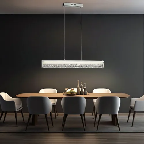 Pendelleuchte mit Kristallen und LED 20W - Höhenverstellbar - Moderne Pendelleuchte in Chrom mit Deko-Kristallen, 1x 20W LED, 1800 Lumen warmweiß. Ideal für stilvolle Akzente in jedem Raum - energiesparend und umweltfreundlich.