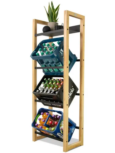 holz4home® Getränkekistenregal aus Bambus mit Metallablage von holz4home