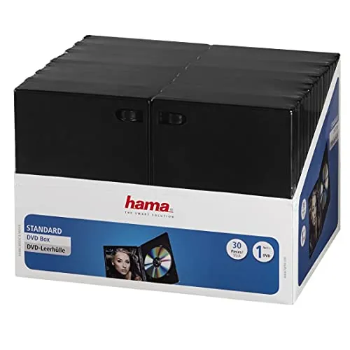 Hama DVD-Hüllen (auch passend für CDs und Blu-rays, mit Folie zum Einstecken des Covers) 30er-Pack, schwarz