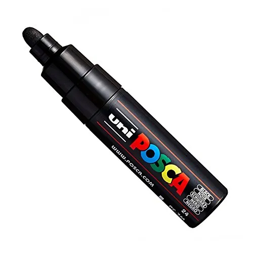 Uni Posca PC-7M, Marker, Kunststift – Großes Kugelspitze 4, 5–5, 5 Mm – 15 Farben Schwarz