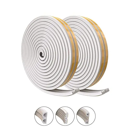 Nematek - Dichtungsband selbstklebend wasserdicht - Türdichtung weiß E-Profil schnell montiert - Gummidichtung als idealer Zugstopper - Tür Dichtung selbstklebend (weiß - E-Profil 2-3,5 mm)