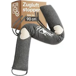 Praknu Zugluftstopper 90cm - Waschbar & Energiesparend - Grau - Effektiver Zugluftstopper für Türen und Fenster, der Kälte und Wind abhält. Waschbarer Bezug, einfache Handhabung ohne Kleben oder Bohren und langlebige Qualität sorgen für gemütliche Wärme und Energieeinsparung.