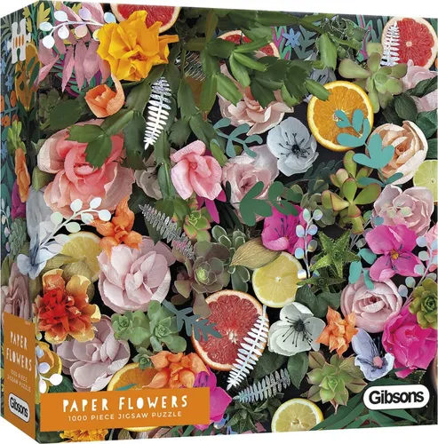 GIBSONS Papier Blumen Puzzle 1000 Teile - Klassisches Puzzle mit 1000 Teilen, zeigt wunderschöne Papierblumen von Rachel Emmy Waring. Ideal für entspannte Stunden und kreative Herausforderungen.