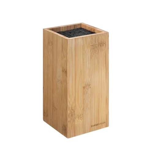 Zassenhaus Eco Bambus Messerblock ohne Messer - Küchenmesser Aufbewahrung mit herausnehmbarem Borsteneinsatz, ideal für 8-10 Messer, bietet Sicherheit und individuelles Verstauen.