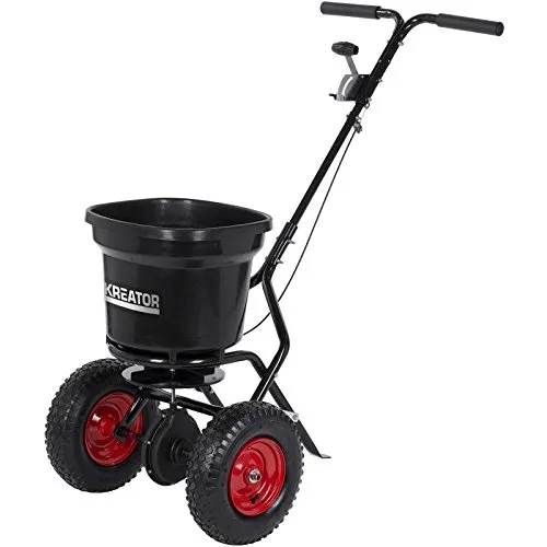 KREATOR KRTGR9005 Streuwagen 23l - Streumaschine mit 23l Volumen und einer Streubreite von bis zu 3,50 m, ideal für präzises Düngen und Streuen im Garten.