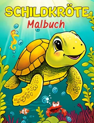 Schildkröte Malbuch: 50 Einzigartige Illustrationen zum Ausmalen, wunderbares Schildkröten Buch für Kinder, die gerne mit niedlichen Tieren spielen und Spaß haben