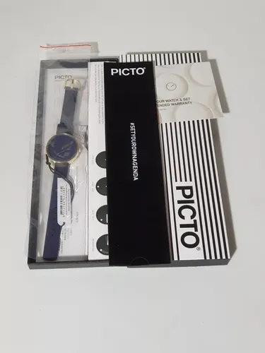 Picto Quarz Analog Unisex Armbanduhr 34018-0514G - Stylische Unisex Armbanduhr mit 34mm Edelstahlgehäuse, wasserdicht bis 50m und modernem blauen Zifferblatt – perfekt für jeden Anlass!