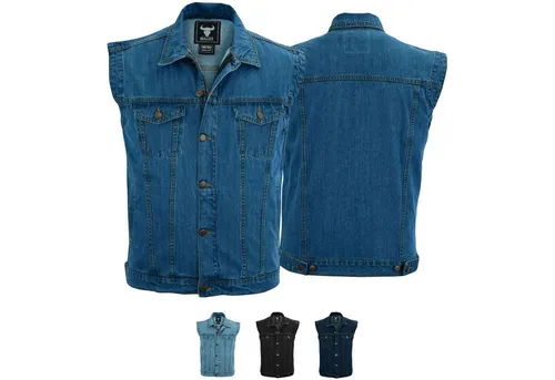 BULLDT Motorradweste BLD698 Jeansweste für Biker in Blau - Robuste und stylische Jeansweste für Biker, aus 100% Baumwolle, Größe 50/M, ideal für den Einsatz auf und abseits der Straße.
