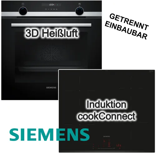SIEMENS Herdset Hydrolyse 3DHeißluft + Induktionskochfeld PowerBoost