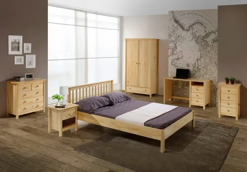Möbilia Nacht-Kommode | Kiefer-Holz mit 1 Schublade und 1 Fach
