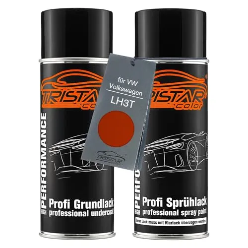 TRISTARcolor Autolack Spraydosen Set für VW/Volkswagen LH3T Kirschrot Grundlack Basislack Sprühdose 400ml
