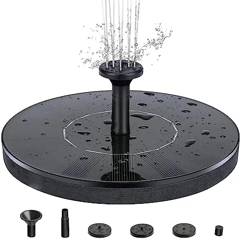 INF Solar Springbrunnen, Solar Teichpumpe mit 4 Fontänenstil, Solar Wasserpumpe mit weißer LED-Beleuchtung, Solar schwimmender Fontäne Pumpe für Garten, Vogel-Bad,18cm