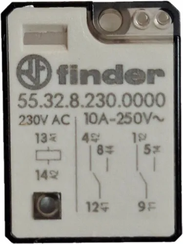 Finder 553282300000 Mini-Steckrelais 2 Wechsler 10A 230 V AC 55.32.8.230.0000