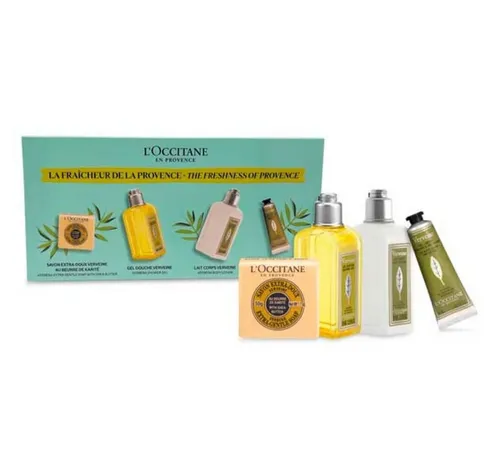 L'Occitane Verbene Geschenkset - Provenzalische Frische - Geschenk-Set mit unwiderstehlichem, frischem Zitronenduft. Enthält Handcreme, Körpermilch, Duschgel und Seife für ein rundum verwöhnendes Erlebnis.