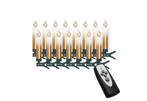 IC Winterworld LED-Christbaumkerzen 15 - Kabelloses Komplett-Set mit Fernbedienung - Weihnachtsbeleuchtung mit flammenlosen, dimmbaren Kerzen in warm-weiß, ideal für eine sichere und festliche Atmosphäre ohne Kabelsalat.