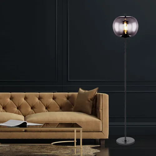 Vintage Standleuchte mit Rauchglas Lampenschirm, 160 cm von ETC Shop