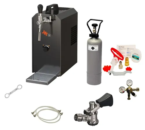 Komplett Set Zapfanlage JET 30 Bierkoffer - Zapfanlage mit Durchlaufkühler für bis zu 35 Liter/h, ideal für Gartenpartys und kleine gewerbliche Nutzung. Schnelle Einsatzbereitschaft in nur 2-4 Minuten!