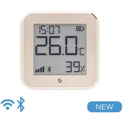 Shelly H T Gen3 Ivory - WLAN und Bluetooth Hygrometer, intelligenter Temperatur- und Luftfeuchtigkeitssensor mit APP-Steuerung für optimale Schlafbedingungen