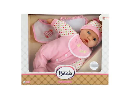 Beau Baby Puppe mit Flasche und Lätzchen 40cm