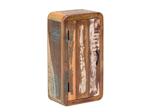 Woodkings® Bad Hängeschrank Kalkutta - Rustikaler Wandschrank aus recyceltem Holz - Hängeschrank 1-türig, handgefertigt und einzigartig, Maße B35cm x H65cm x T20cm, mit Einlegeböden und schützendem Lack, ideal für ein individuelles Badezimmer.