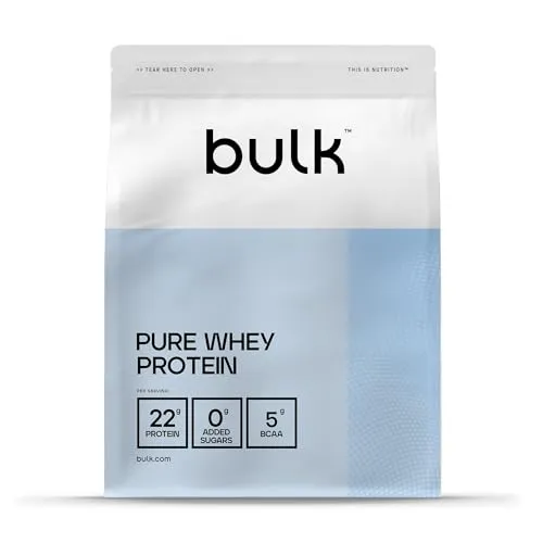 Bulk Pure Whey Protein Pulver | Schokolade Erdnuss | 22g Protein & 5g BCAAs pro Portion | Whey Shake | Wenig Zucker | Unterstützt Muskelaufbau & Regeneration | Leicht mischbar | Vegetarisch | 1kg