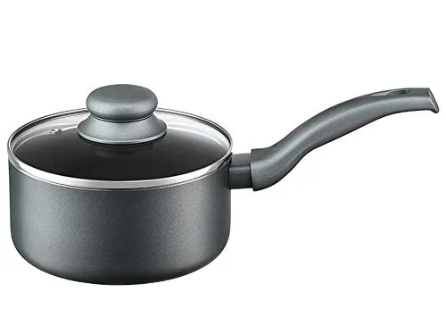 AMBITION Kasserolle mit Deckel beschichtet 16 cm Graphite Aluminium 1,5 l alle Herdarten Soft-Touch-Griff