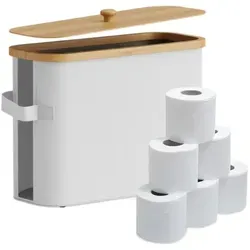 Relaxdays Toilettenpapier Aufbewahrung 12 Rollen Weiß,Hellbraun