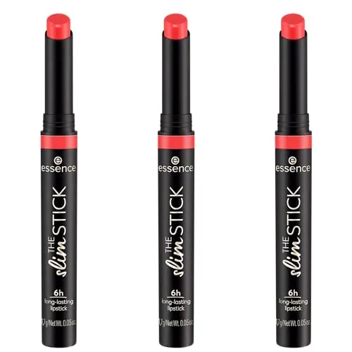 essence THE slim STICK, Lippenstift, Nr. 108, Orange, langanhaltend, pflegend, Expressergebnis, farbintensiv, matt, vegan, ohne Parfüm, ohne Alkohol, ohne Parabene, 3er Pack (3x1.7g)