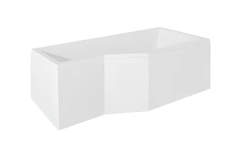 Moderne Rechteck Badewanne aus Acryl mit Duschwand - Elegante Einbau-Badewanne in rechteckiger Form, aus hochwertigem Acryl. Ideal für Ihr Badezimmer. Maße: 170 x 75 x 55.5 cm, Farbe: Weiß.
