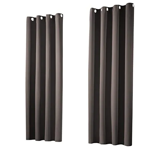 heimtexland ® Thermo- Verdunkelungsgardine Ösenschal Vorhang Verdunkelnd Isolierend Blickdicht Verdunklungsvorhang HxB 245x135 Grau Braun Typ139